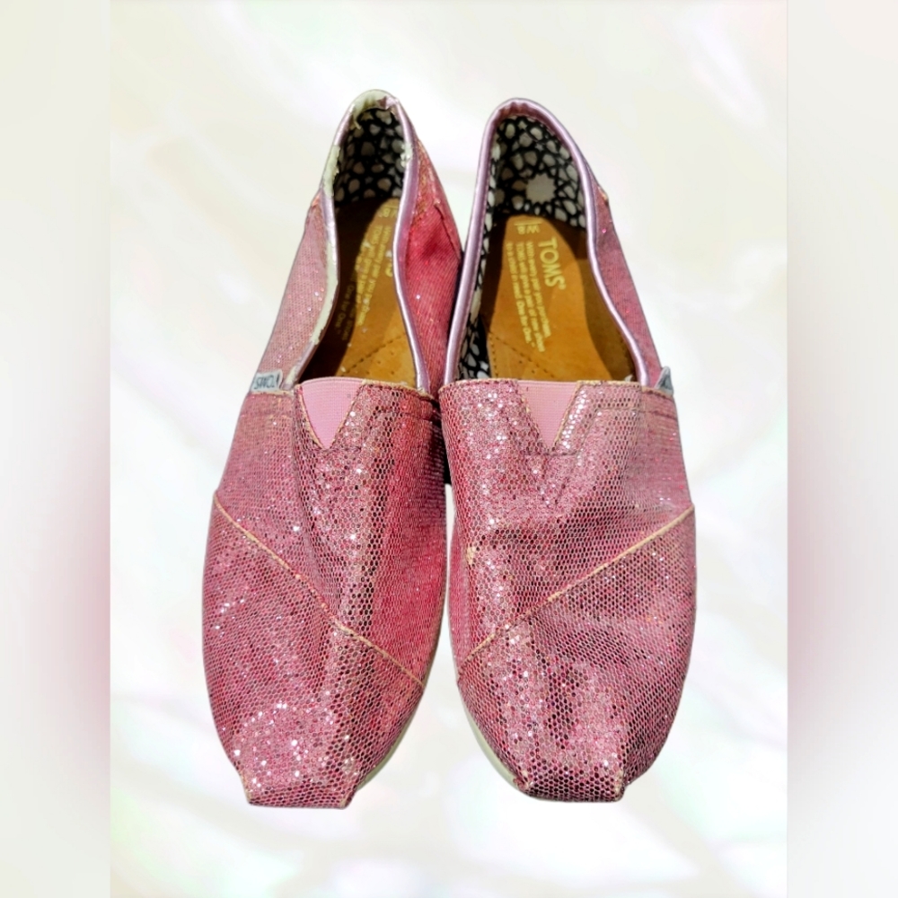 PreLoved Tom's Rose Glow Glitter Classic Shoes